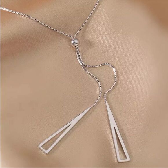 #31 NEW Silver Rectangle Slider Necklace - Picture 4 of 10